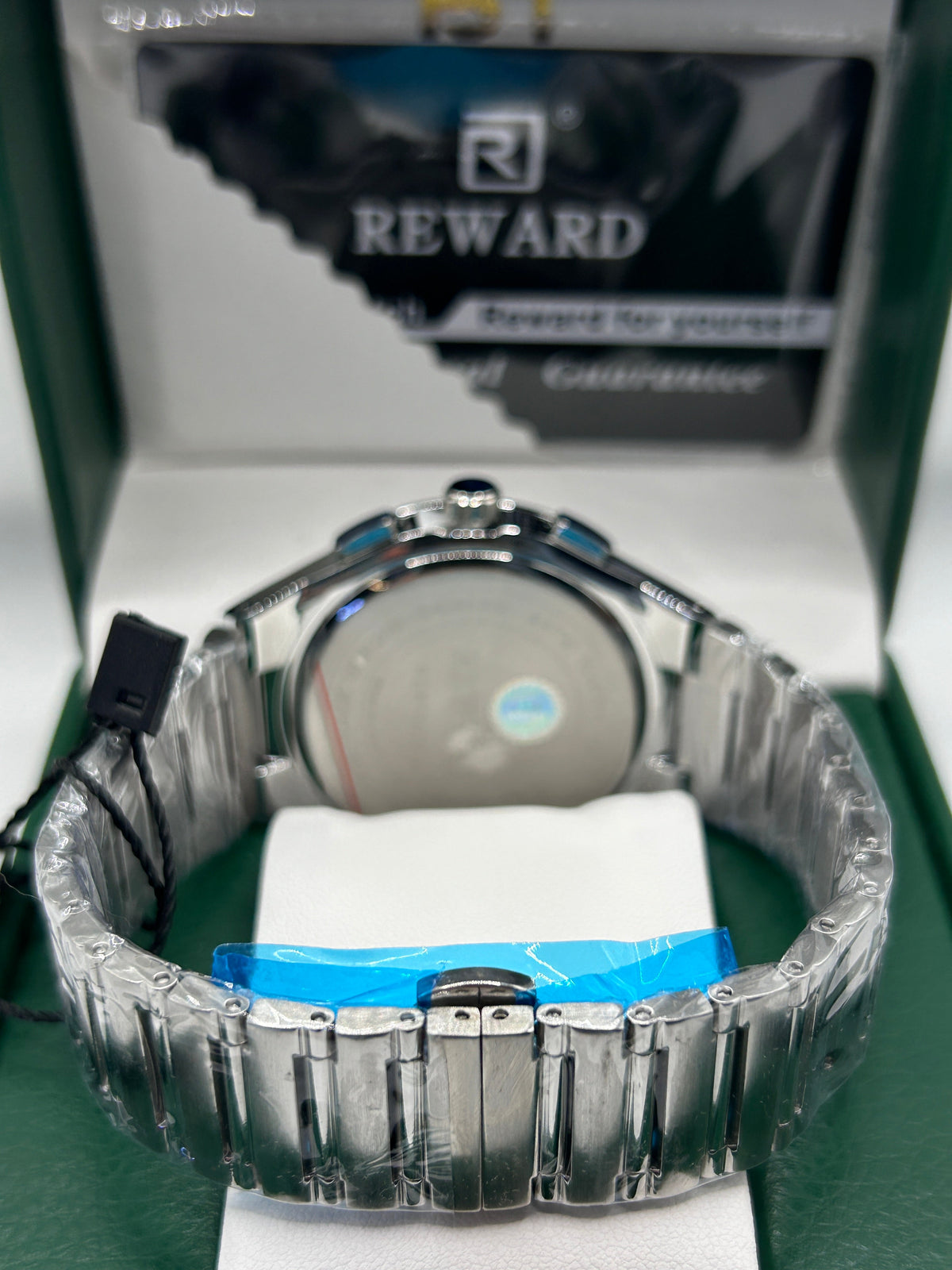 Montre chronographe de luxe à cadran vert en acier inoxydable