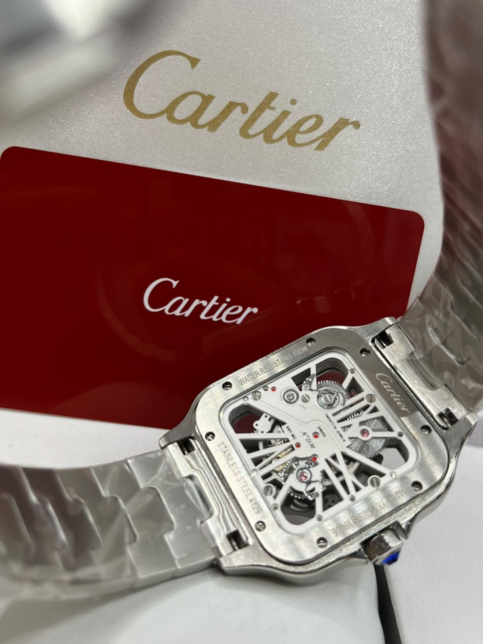 Montre Squelette Argentée avec Bracelet en Acier Inoxydable