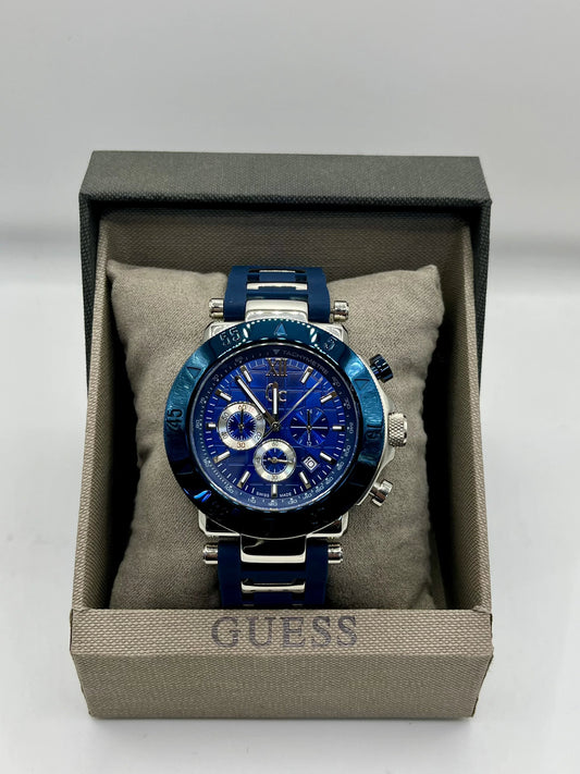 Montre chronographe bleue en acier inoxydable