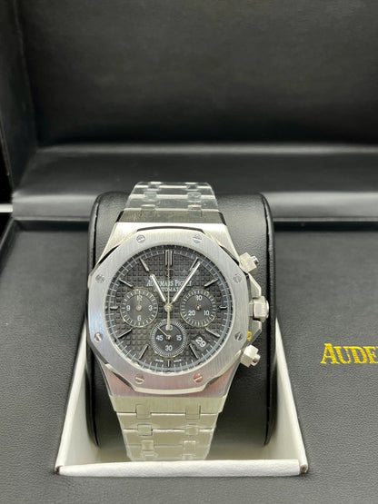 Montre chronographe argent givré