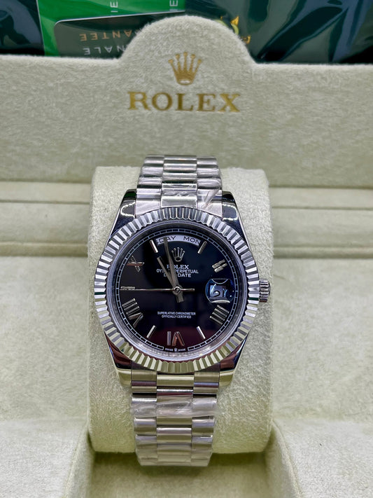 Montre à cadran bleu en acier inoxydable