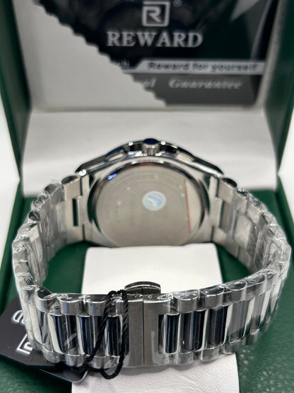 Montre chronographe prestige — cadran blanc et lunette verte