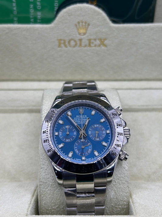 Montre chronographe à cadran bleu en métal