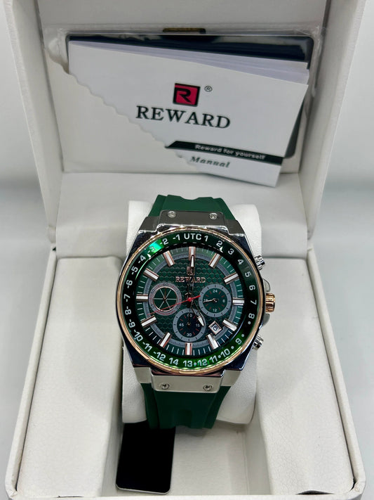 Montre chronographe à quartz cadran vert et bracelet vert