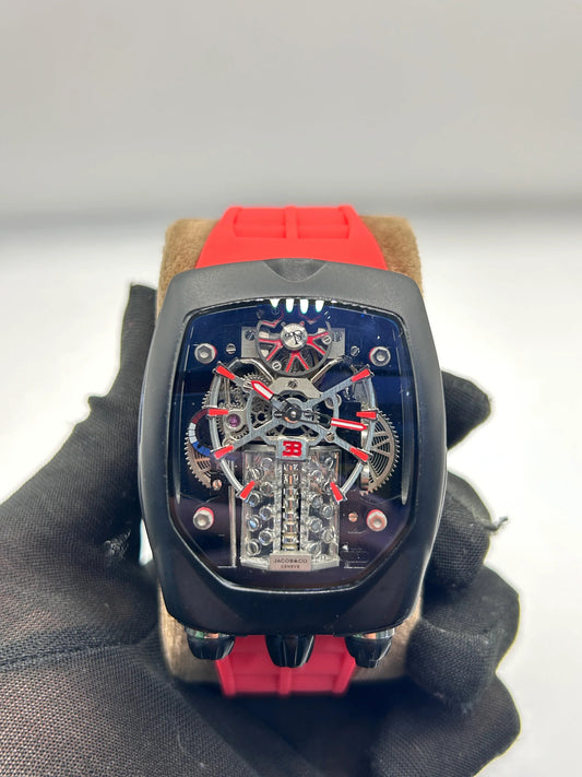 Montre squelette à bracelet rouge