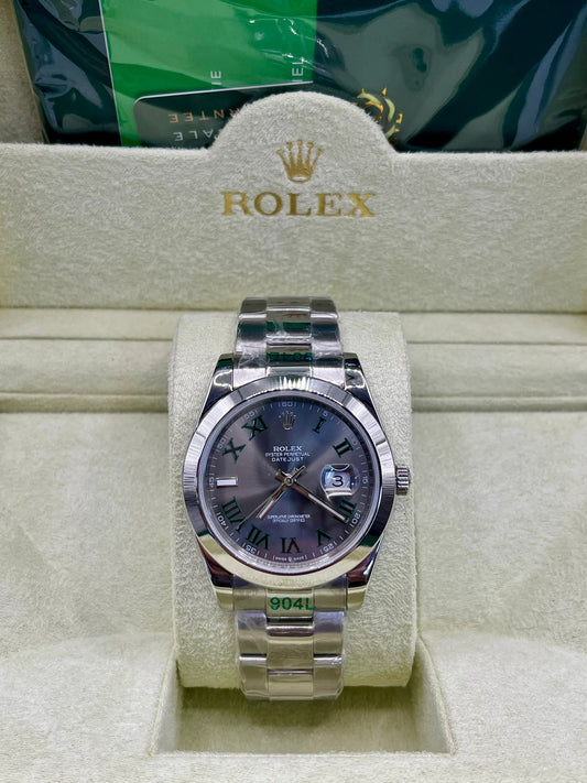 Montre Classique en Acier à Cadran Bleu