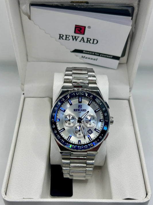 Montre quartz en acier inoxydable à cadran argenté