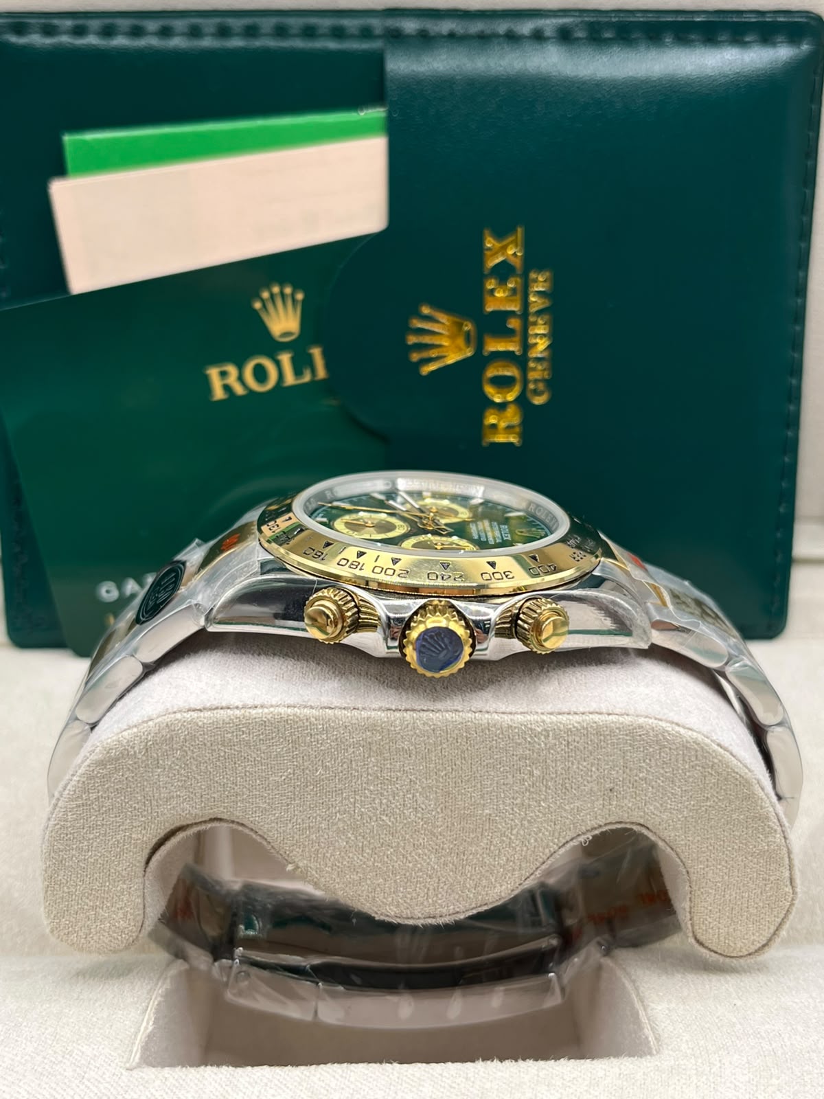 Chronographe cadran vert en or & acier — Master Copy