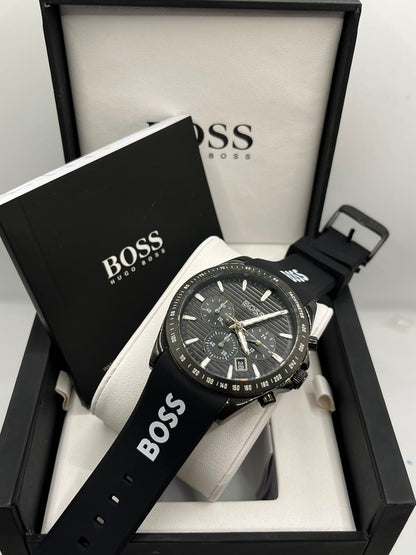 Coffret montre homme avec bracelet noir