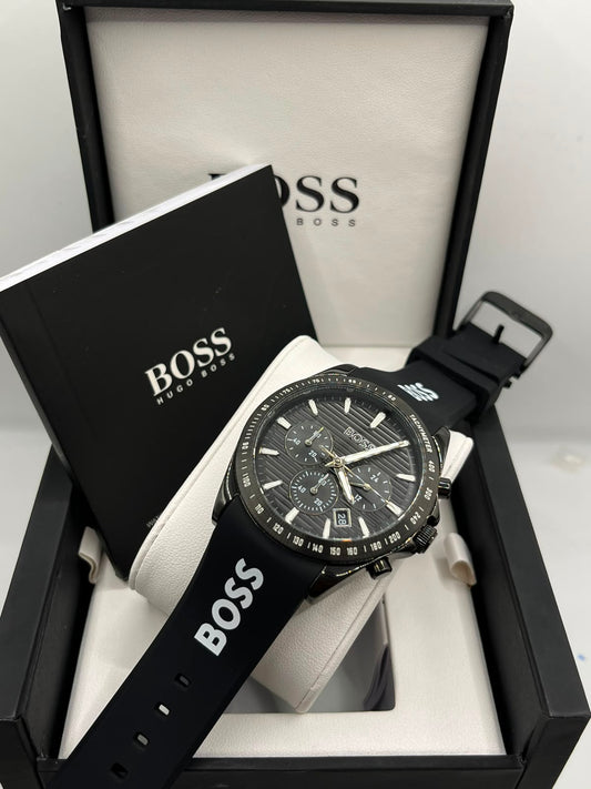 Coffret montre homme avec bracelet noir