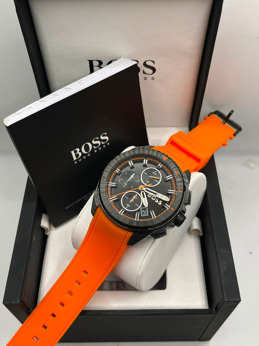Coffret montre homme avec bracelet orange
