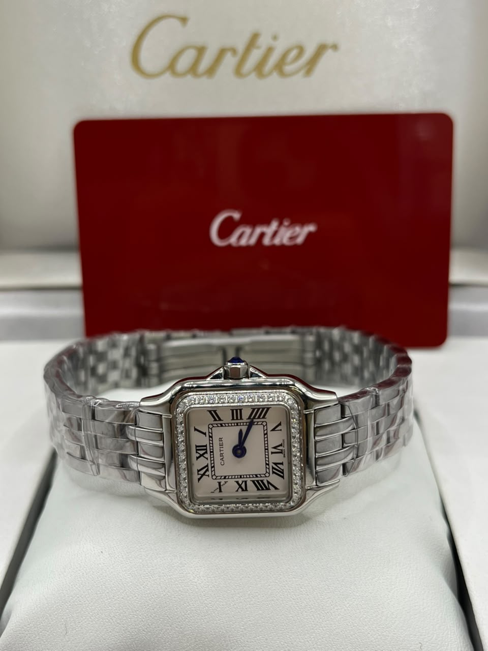 Montre féminine à cadran argenté et bracelet en acier inoxydable
