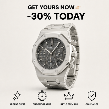 Montre chronographe argent givré