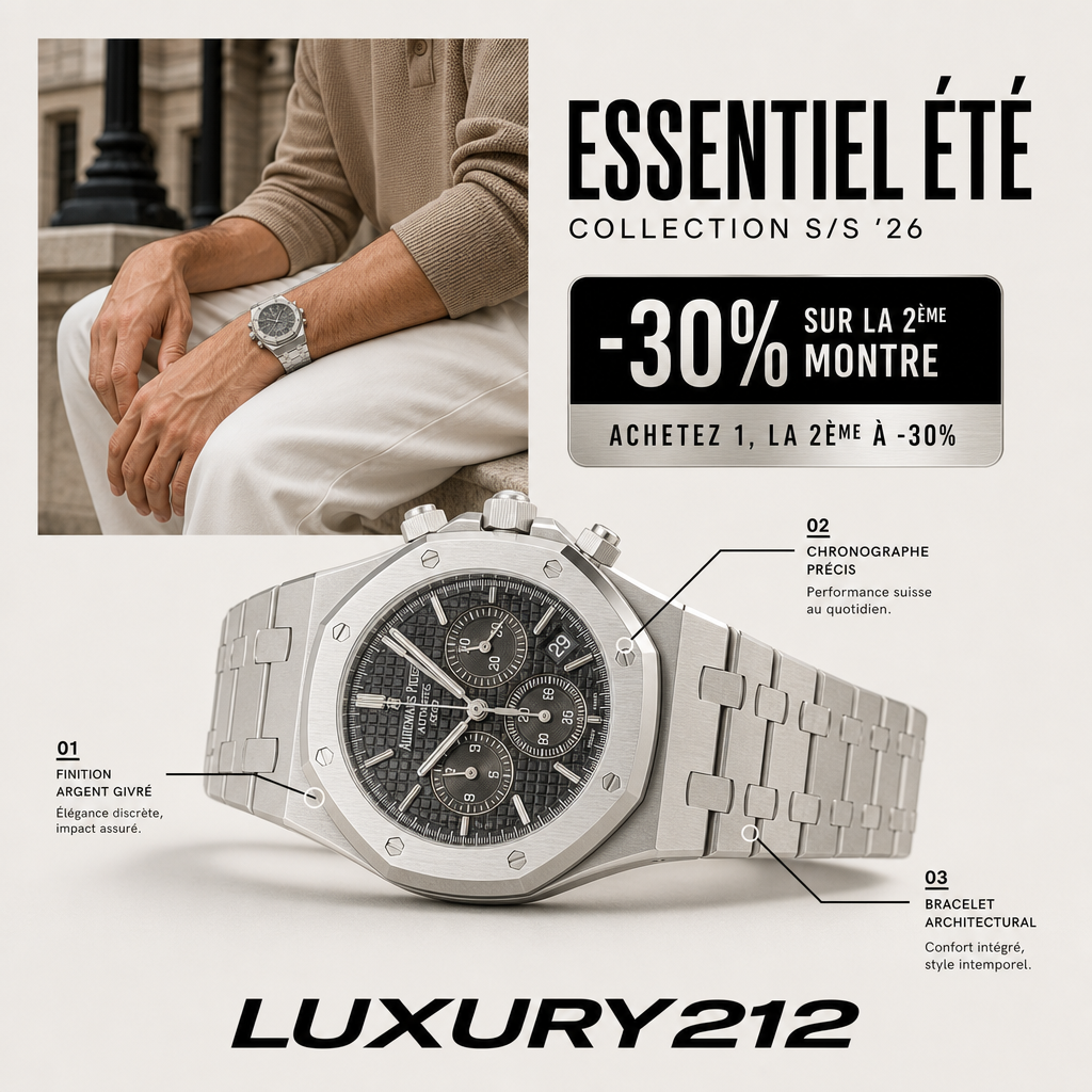Montre chronographe argent givré