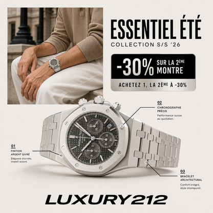 Montre chronographe argent givré