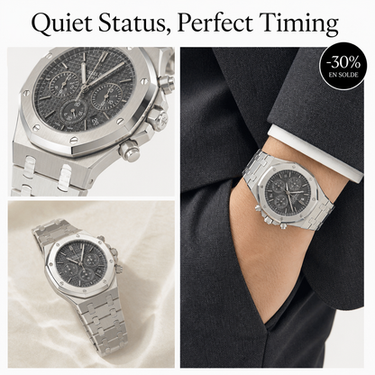 Montre chronographe argent givré