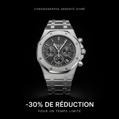 Montre chronographe argent givré