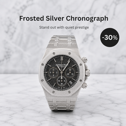 Montre chronographe argent givré