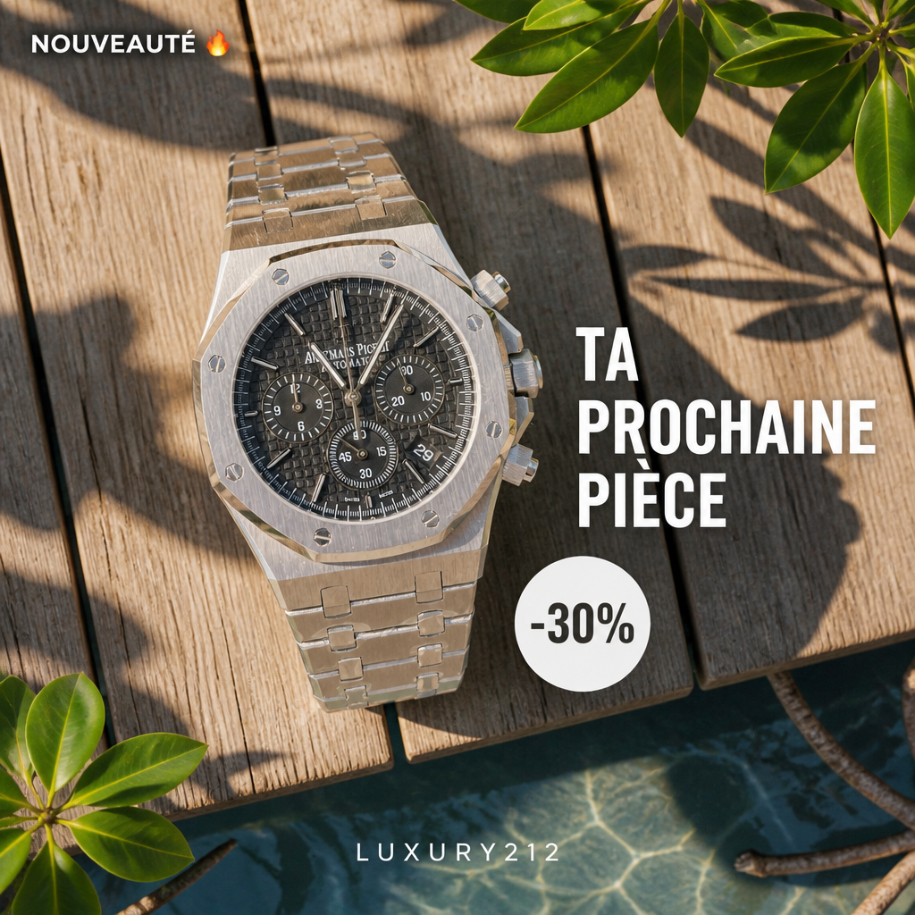Montre chronographe argent givré