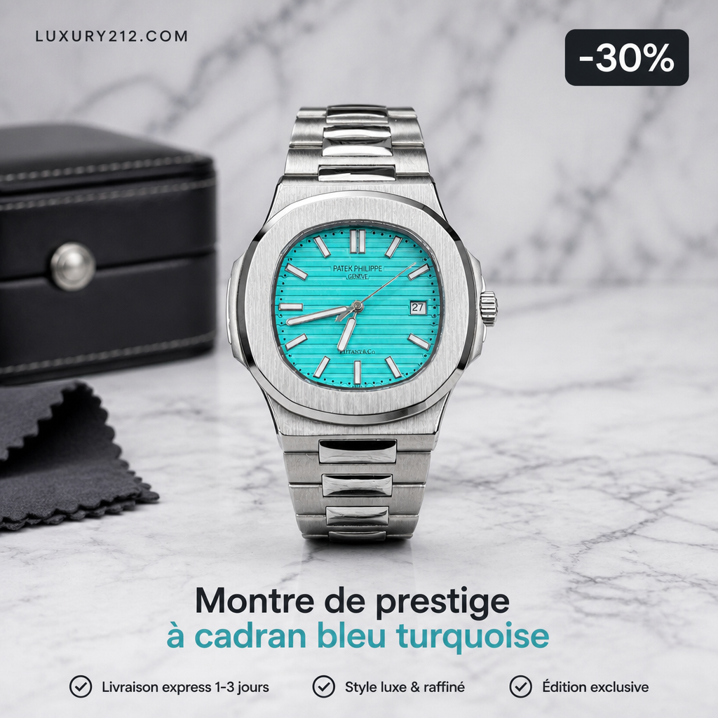 Montre de prestige à cadran bleu turquoise