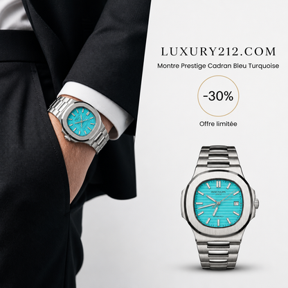 Montre de prestige à cadran bleu turquoise