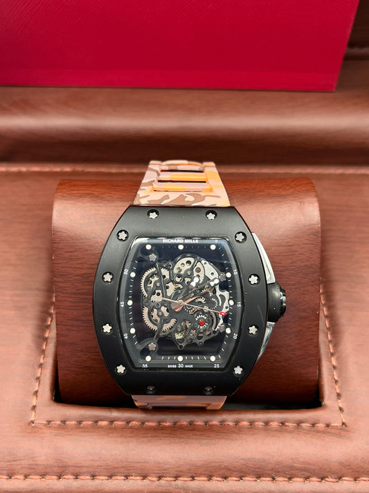 Montre squelette camouflage en caoutchouc