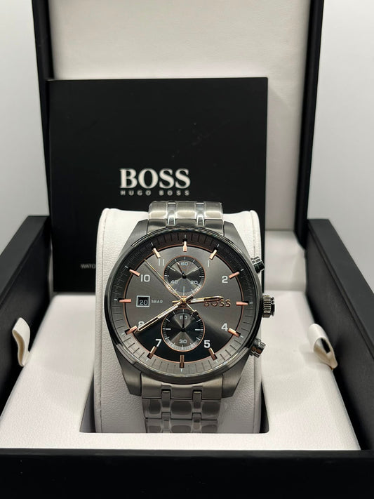 Montre homme noire et acier