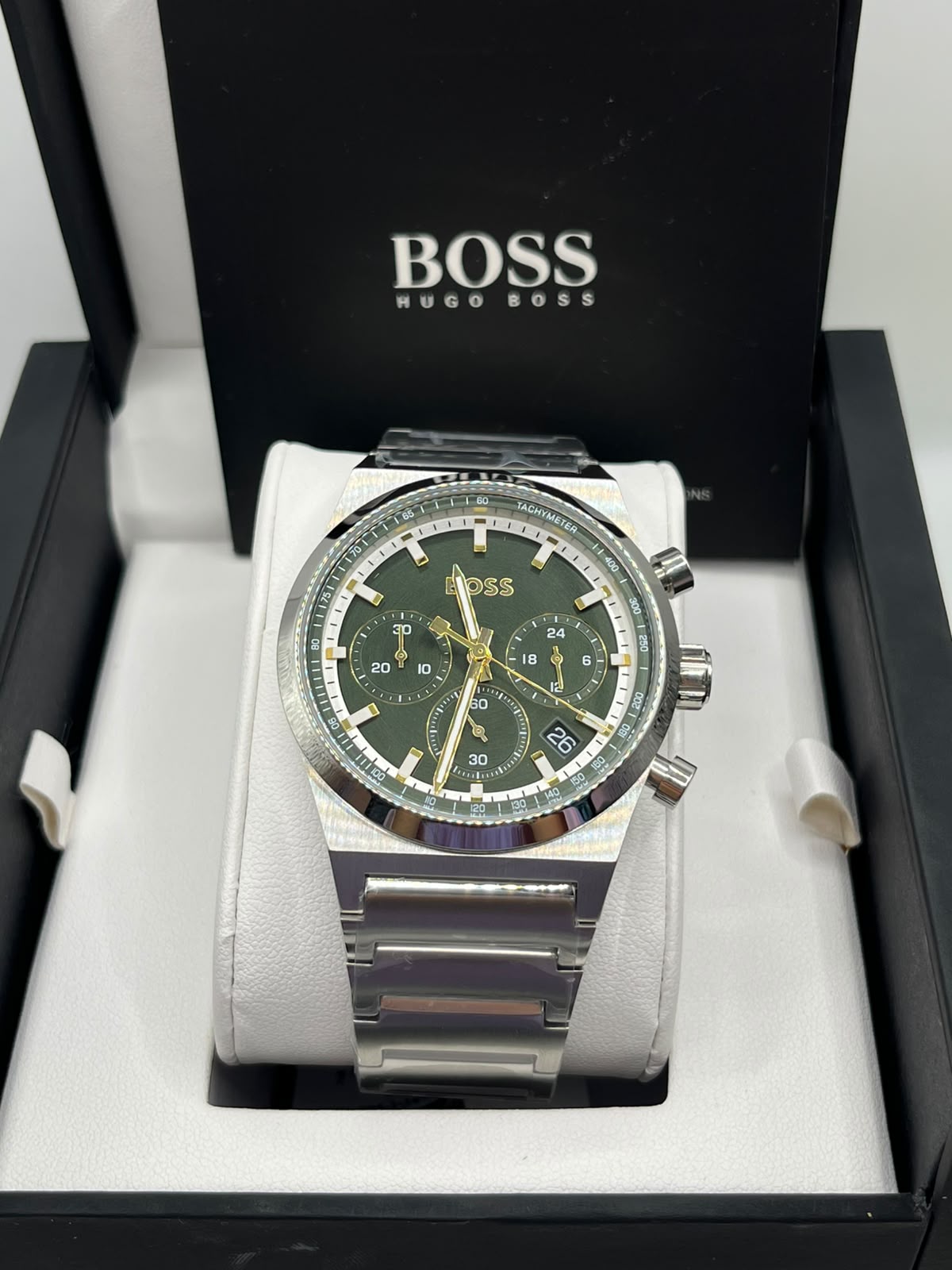 Montre Homme à Cadran Vert en Acier Inoxydable